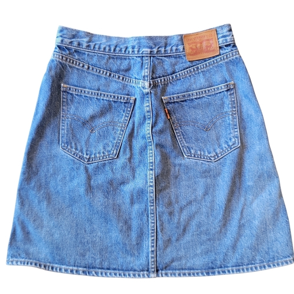 Levis Premium Orange Tab Zipper Front Denim Skirt - Picture 4 of 10